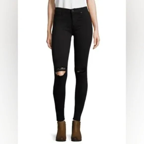 Hudson Womens Dark Black Nico Mid Rise Super Skinny Jeans - Picture 1 of 13